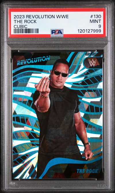2023 Panini Revolution WWE Cubic the Rock #130 /49 PSA 9