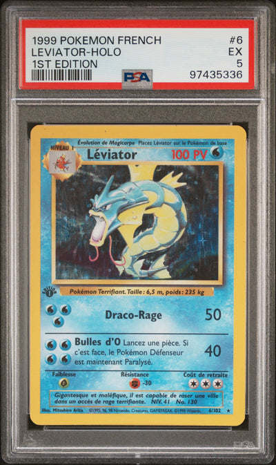 1999 Pokemon Base Set French 1st Edition Holo Gyarados #6 PSA 5