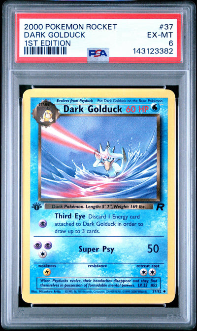 2000 Pokemon Team Rocket 1st Edition Dark Golduck #37 PSA 6