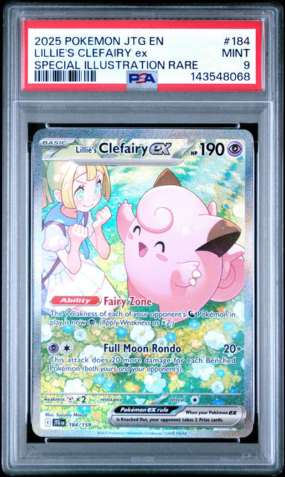 2025 Pokemon Scarlet and Violet Journey Together Special Illustration Rare Lillie's Clefairy Ex #184 PSA 9