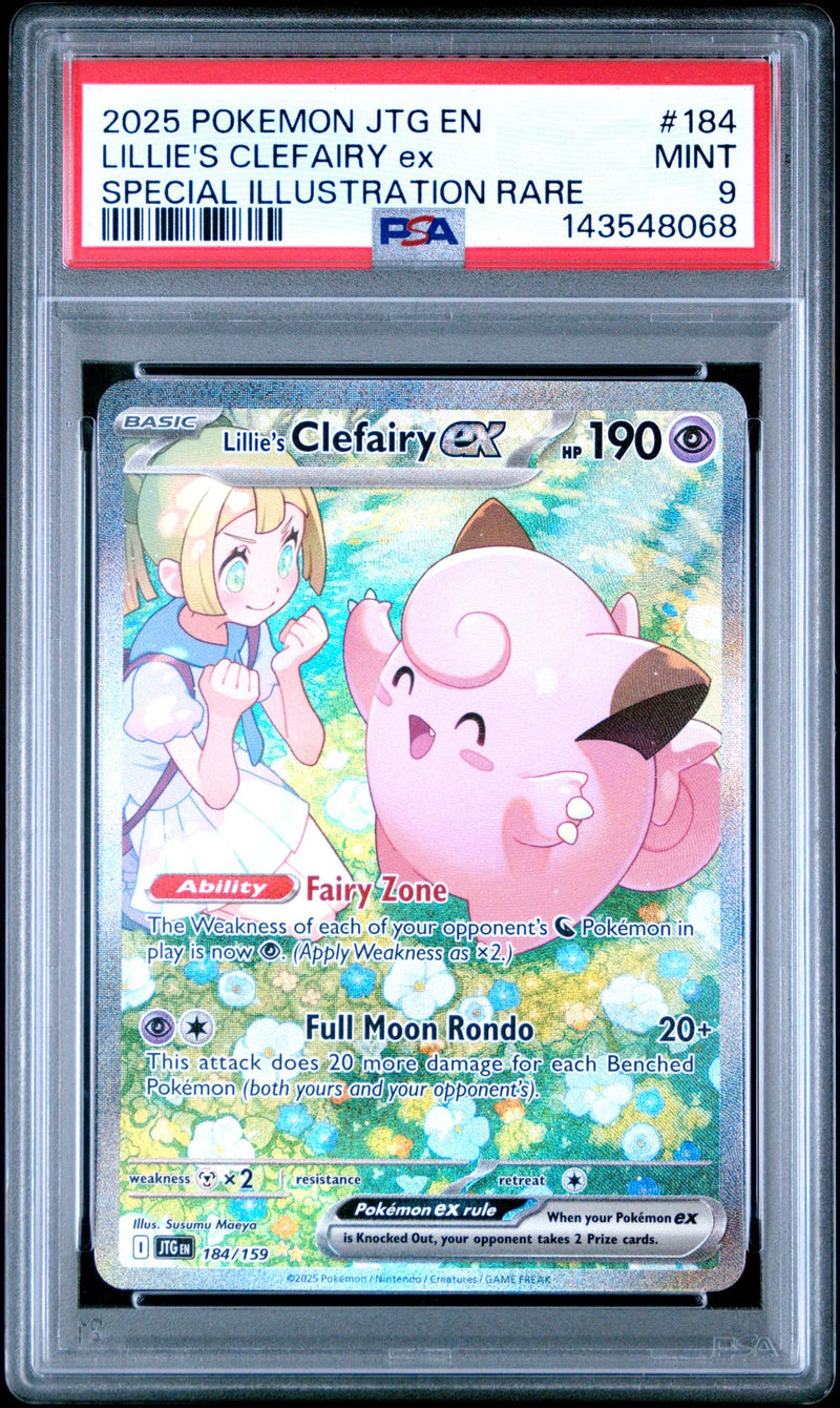 2025 Pokemon Scarlet and Violet Journey Together Special Illustration Rare Lillie's Clefairy Ex #184 PSA 9