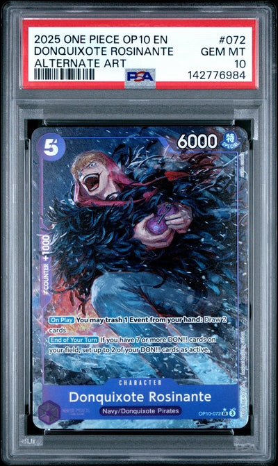 2025 One Piece Royal Blood Alternate Art Donquixote Rosinante #072 PSA 10