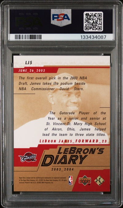 2003 Upper Deck Lebron's Diary LeBron James #LJ5 PSA 8