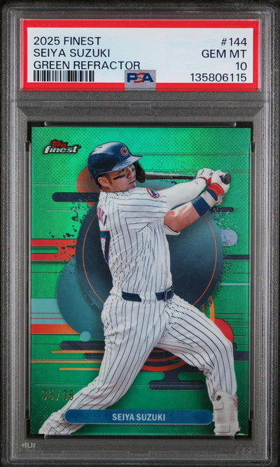 2025 Topps Finest Green Refractor Seiya Suzuki #144 35/35 PSA 10