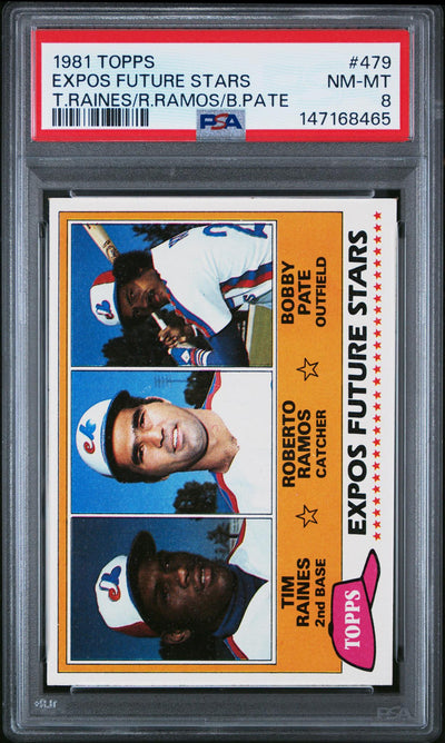 1981 Topps Expos Future Stars Bobby Pate/Roberto Ramos/Tim Raines #479 PSA 8