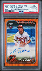 2024 Topps Chrome Update Chrome Baseball Update Series Autographs Orange Wave Jackson Holliday #ACJH /215 PSA 10
