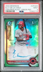 2022 Bowman Chrome Prospect Autograph Green Refractor Elly De La Cruz #CPAED /99 PSA 9