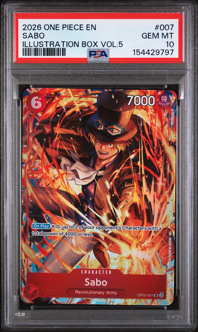 2026 One Piece Promo Illustration Box Volume 5 Sabo #OP05007 PSA 10
