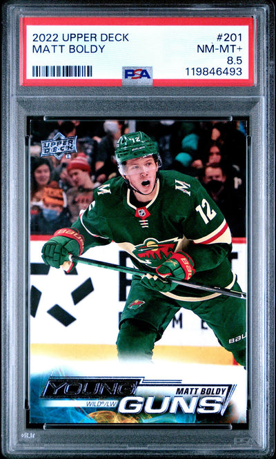 2022 Upper Deck Young Guns Matt Boldy #201 PSA 8.5