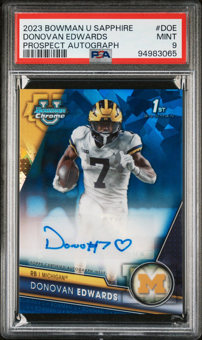 2023 Bowman University Chrome Sapphire Prospect Autograph Donovan Edwards #DOE PSA 9