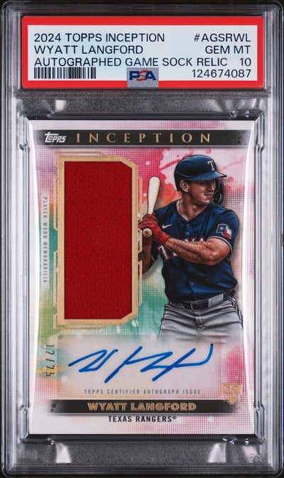 2024 Topps Inception Autographed Game Sock Relic Wyatt Langford #AGSRWL PSA 10