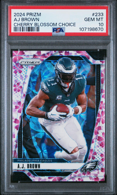 2024 Prizm Prizms Choice Cherry Blossom Aj Brown #233 /15 PSA 10