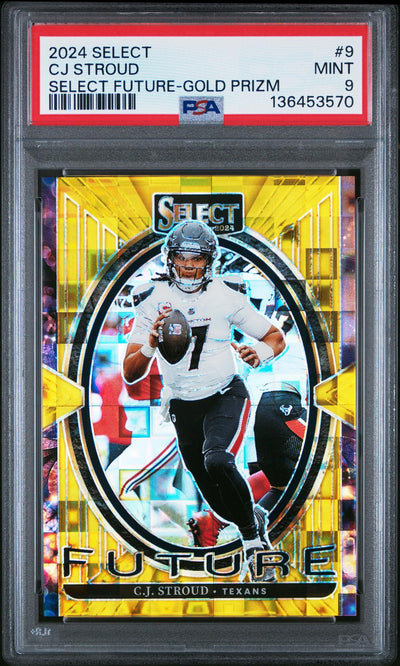 2024 Panini Select Select Future Gold Prizm CJ Stroud #9 /10 PSA 9