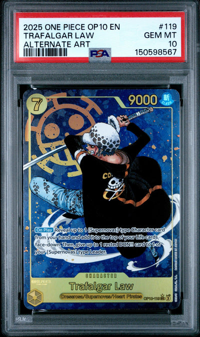 2025 One Piece Royal Blood Alternate Art Trafalgar Law #OP10-119 PSA 10