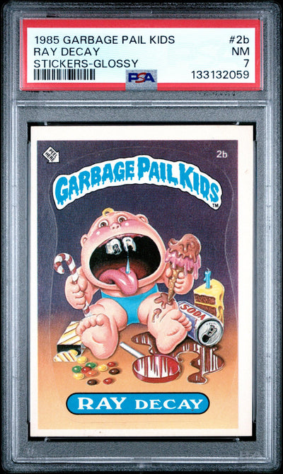 1985 Garbage Pail Kids Stickers Glossy Ray Decay #2b PSA 7
