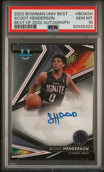 2022 Bowman's Best University Best of '22 Autograph Scoot Henderson #BOASH PSA 10