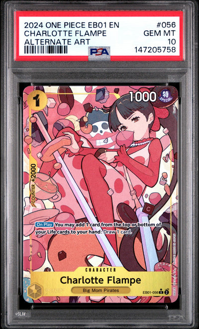 2024 One Piece Extra Booster -Memorial Collection- Eb01-Alternate Art Charlotte Flampe #56 PSA 10