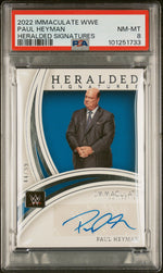 2022 Panini Immaculate Collection WWE Heralded Signatures Paul Heyman /99 PSA 8