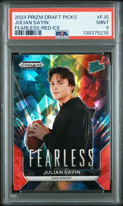 2024 Panini Prizm Draft Picks Fearless Red Ice Julian Sayin #FJS PSA 9