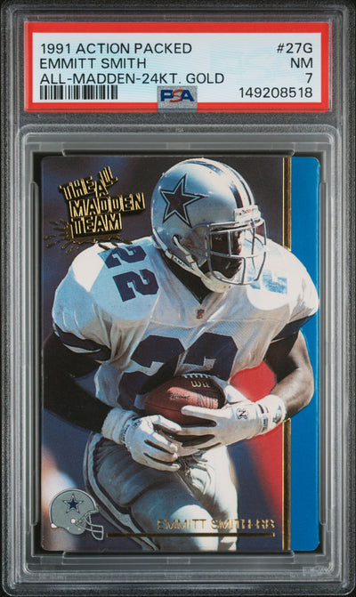 1991 Action Packed All-Madden All -Madden -24kt. Gold Emmitt Smith #27G PSA 7