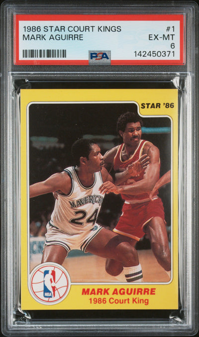 1986 Star Court Kings Mark Aguirre #1 /1 PSA 6