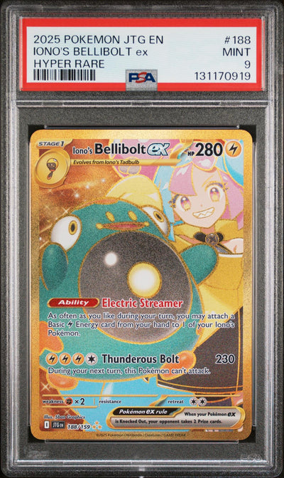 2025 Pokemon Scarlet and Violet Journey Together Hyper Rare Iono's Bellibolt Ex #188 PSA 9