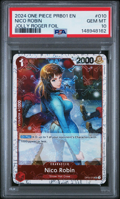 2024 One Piece Premium Booster -One Piece Card the Best- Prb01-Jolly Roger Foil Nico Robin #10 PSA 10