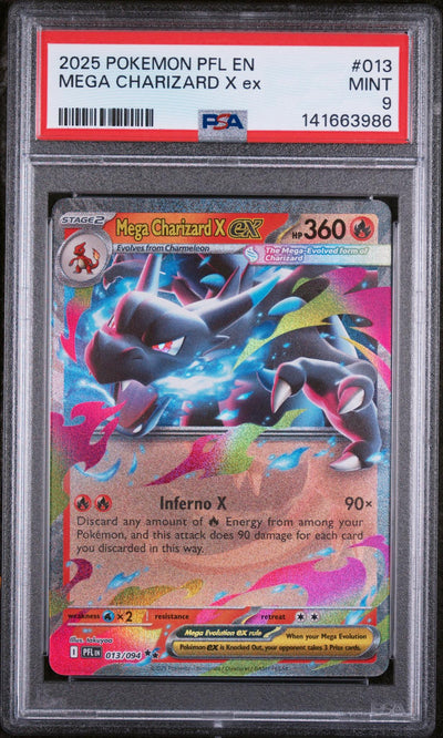 2025 Pokemon Mega Evolution Phantasmal Flames Mega Charizard X Ex #013 PSA 9