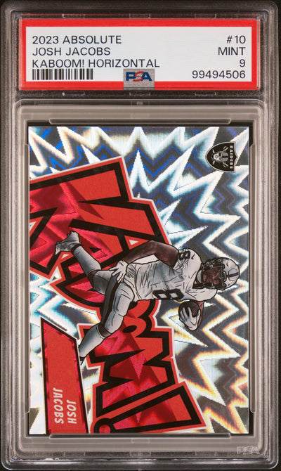 2023 Panini Absolute Kaboom! Horizontal Josh Jacobs #10 PSA 9