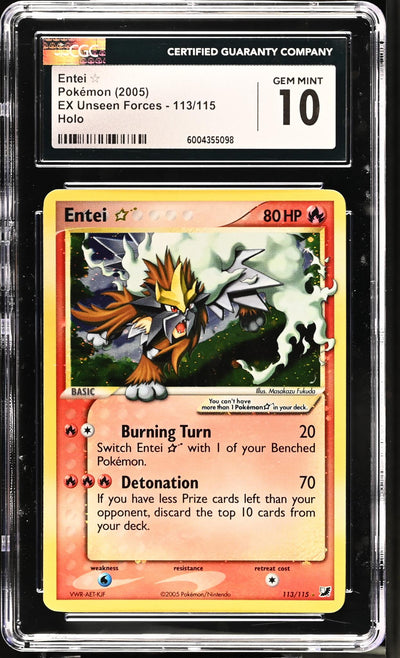 2005 Pokemon #113/115 Entei EX Unseen Forces CGC 10