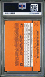1990 Panini Donruss Juan Gonzalez #33A PSA 8