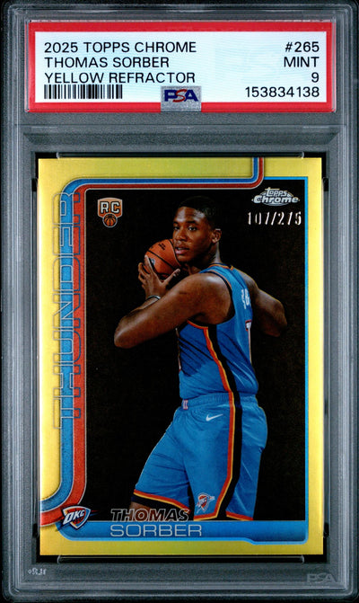 2025 Topps Chrome Yellow Refractor Thomas Sorber #265 /275 PSA 9