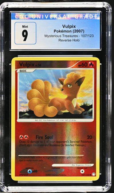 2007 Pokemon #107/123 Vulpix Mysterious Treasures CGC 9