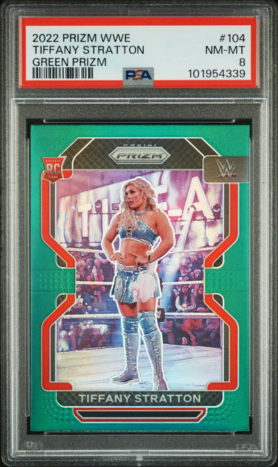 2022 Panini Prizm WWE Green Prizm Tiffany Stratton #104 PSA 8