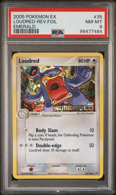 2005 Pokemon Ex Emerald Loudred-Reverse Foil #35 PSA 8