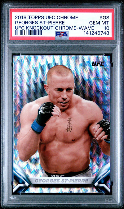 2018 Topps UFC Chrome UFC Knockout Chrome Wave Georges St-Pierre #GS /99 PSA 10