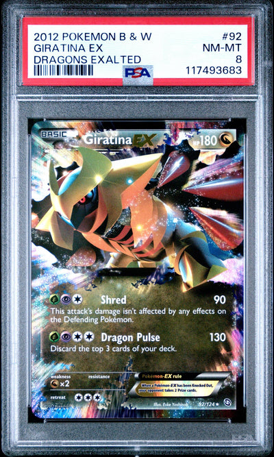 2012 Pokemon Black and White Dragons Exalted Holo Giratina Ex #92 PSA 8