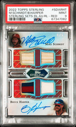 2022 Topps Sterling Sterling Sets Dual Autograph Relics Red Bryce Harper/Mike Schmidt #SDARHT /5 PSA 9