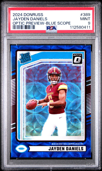 2024 Donruss Optic Preview Blue Scope Jayden Daniels #389 PSA 9