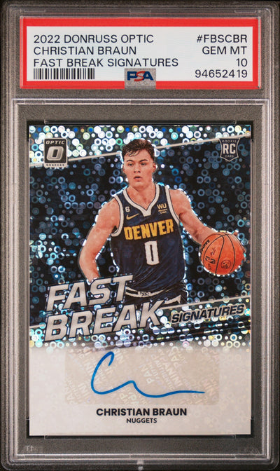 2022 Donruss Optic Fast Break Signatures Christian Braun #FBSCBR PSA 10