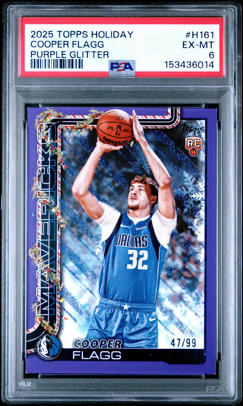 2025 Topps Holiday Purple Glitter Cooper Flagg #H161 /99 PSA 6