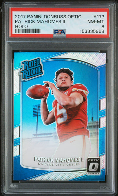 2017 Donruss Optic Rated Rookie Holo Patrick Mahomes II #177 PSA 8 153335968