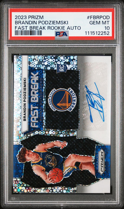 2023 Panini Prizm Fast Break Rookie Autograph Brandin Podziemski #FBRPOD PSA 10