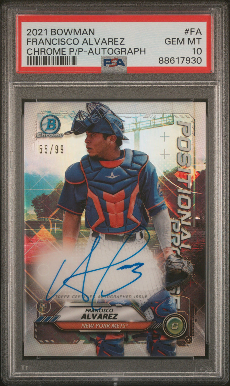 2021 Bowman Chrome Positional Promise Autograph Francisco Alvarez #FA /99 PSA 10