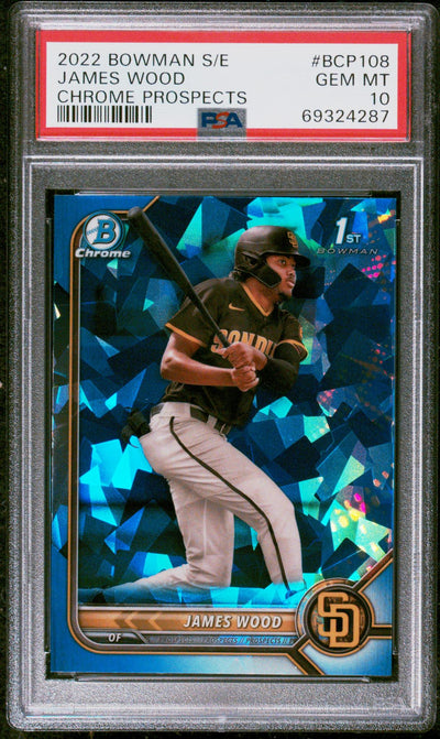 2022 Bowman Chrome Sapphire Prospect James Wood #BCP108 PSA 10