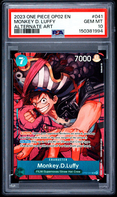 2023 One Piece Paramount War Alternate Art Monkey D. Luffy #OP02-041 PSA 10