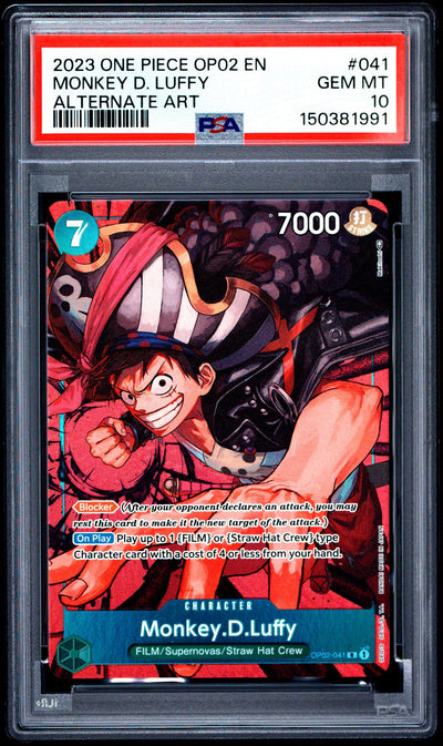 2023 One Piece Paramount War Alternate Art Monkey D. Luffy #OP02-041 PSA 10