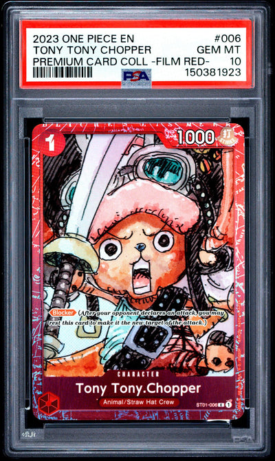 2023 One Piece Premium Card Collection Film Red Tony Tony Chopper #ST01-006 PSA 10
