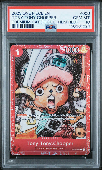 2023 One Piece Premium Card Collection Film Red Tony Tony Chopper #ST01-006 PSA 10