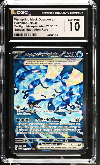 2024 Pokemon #213/167 Wellspring Mask Ogrepon Twilight Masquerade CGC 10
